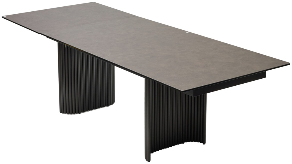 Стол RAGNAR 180 1697 Коричневая кожа,Торцевая раскладка, керамика / Темно-серый каркас, ®DISAUR