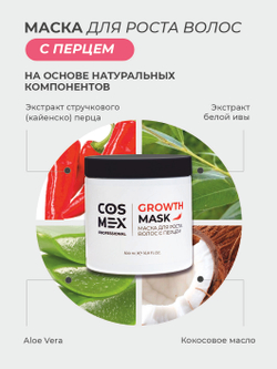 Cosmex Набор Keratin Шампунь + бальзам для волос с кератином + маска с перцем