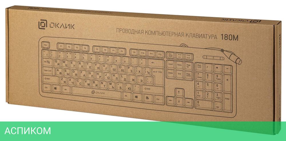 Клавиатура Oklick 180M PS/2 черный