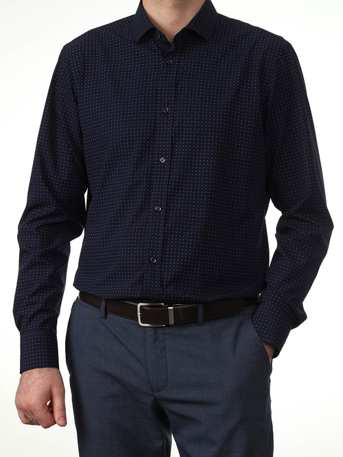 Сорочка мужская VESTER длинный рукав, цвет темно-темно синий, бамбуковое волокно 52315 26