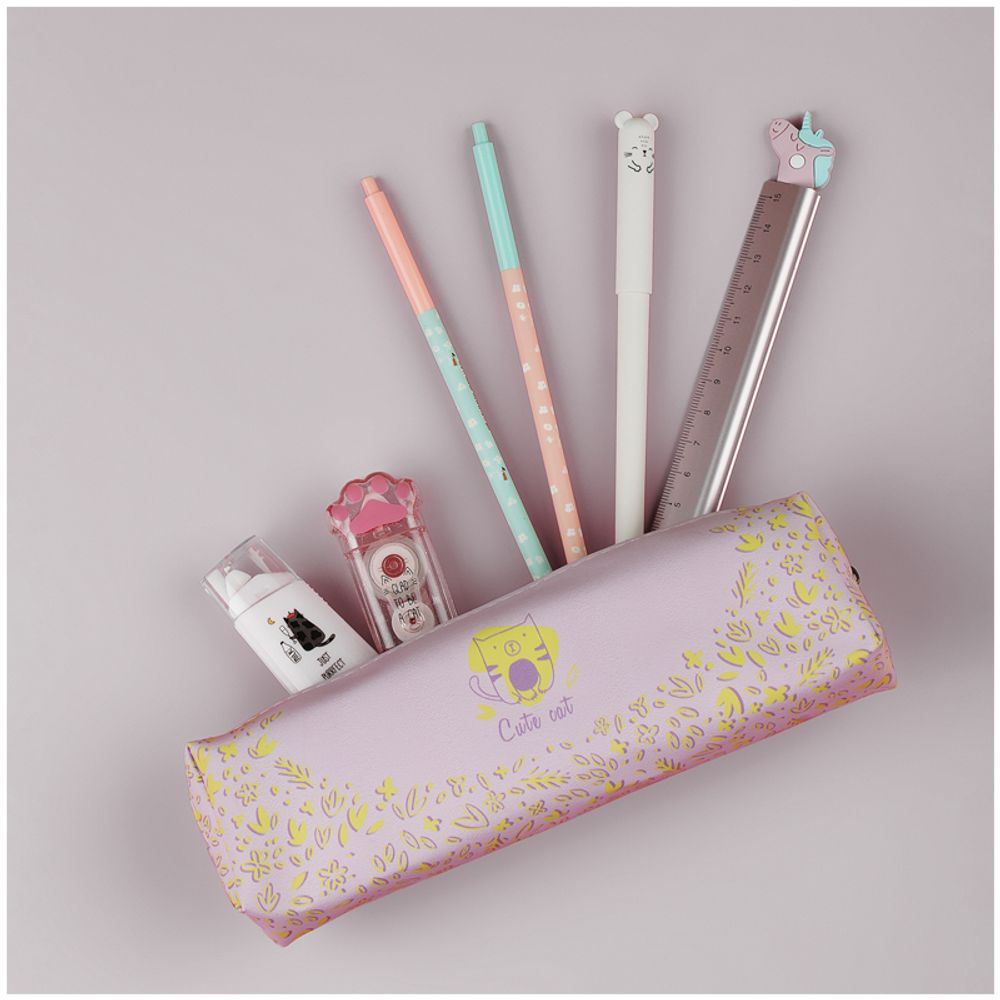 Пенал мягкий, 200*55*40 MESHU "Cute cat", искусственная кожа