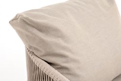 "Верона" кресло плетеное из роупа, каркас алюминий белый муар, роуп бежевый круглый, ткань бежевая 15052 высота посадки 43,5 см