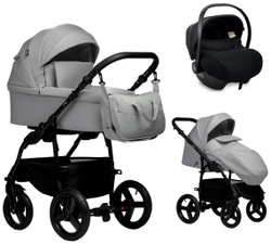 Детская коляска Indigo Impulse Eco 3 в 1 с автокреслом Avionaut Cosmo Ie04 св.серая кожа/св.серый