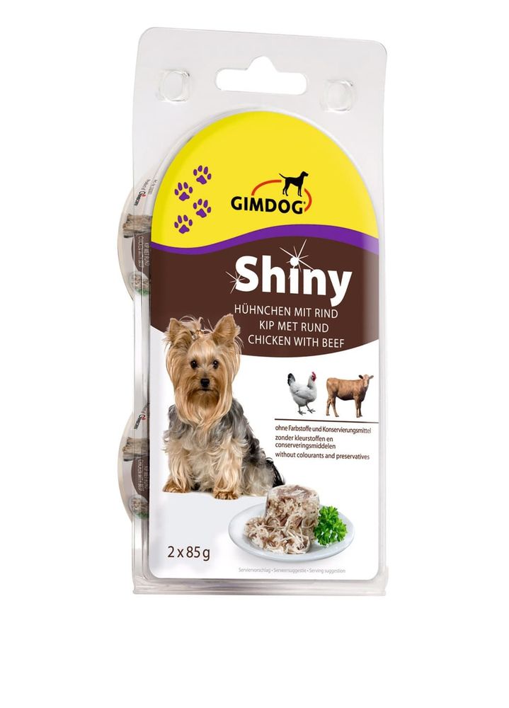 Gimpet ShinyDog 2х85г. цыпленок и говядина в блистере консервы д/собак