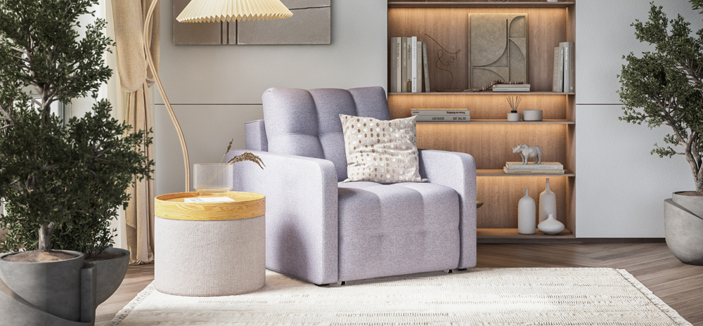 Кресло-кровать Денди Слим рогожка Мальмо платина