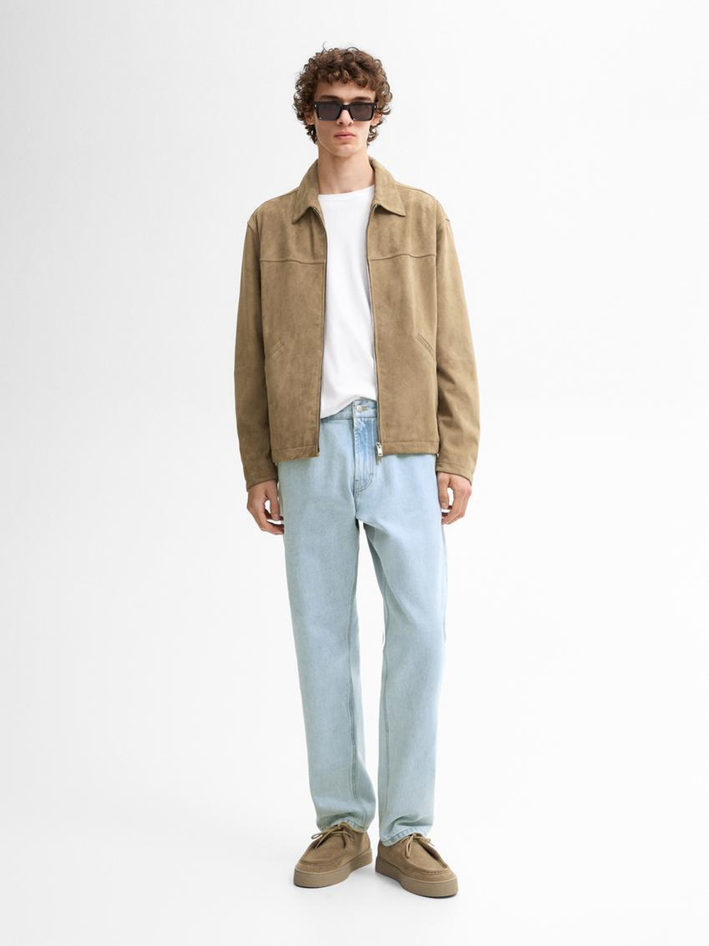 Massimo Dutti Джинсы прямого кроя из ткани с эффектом потертости — Studio, голубой