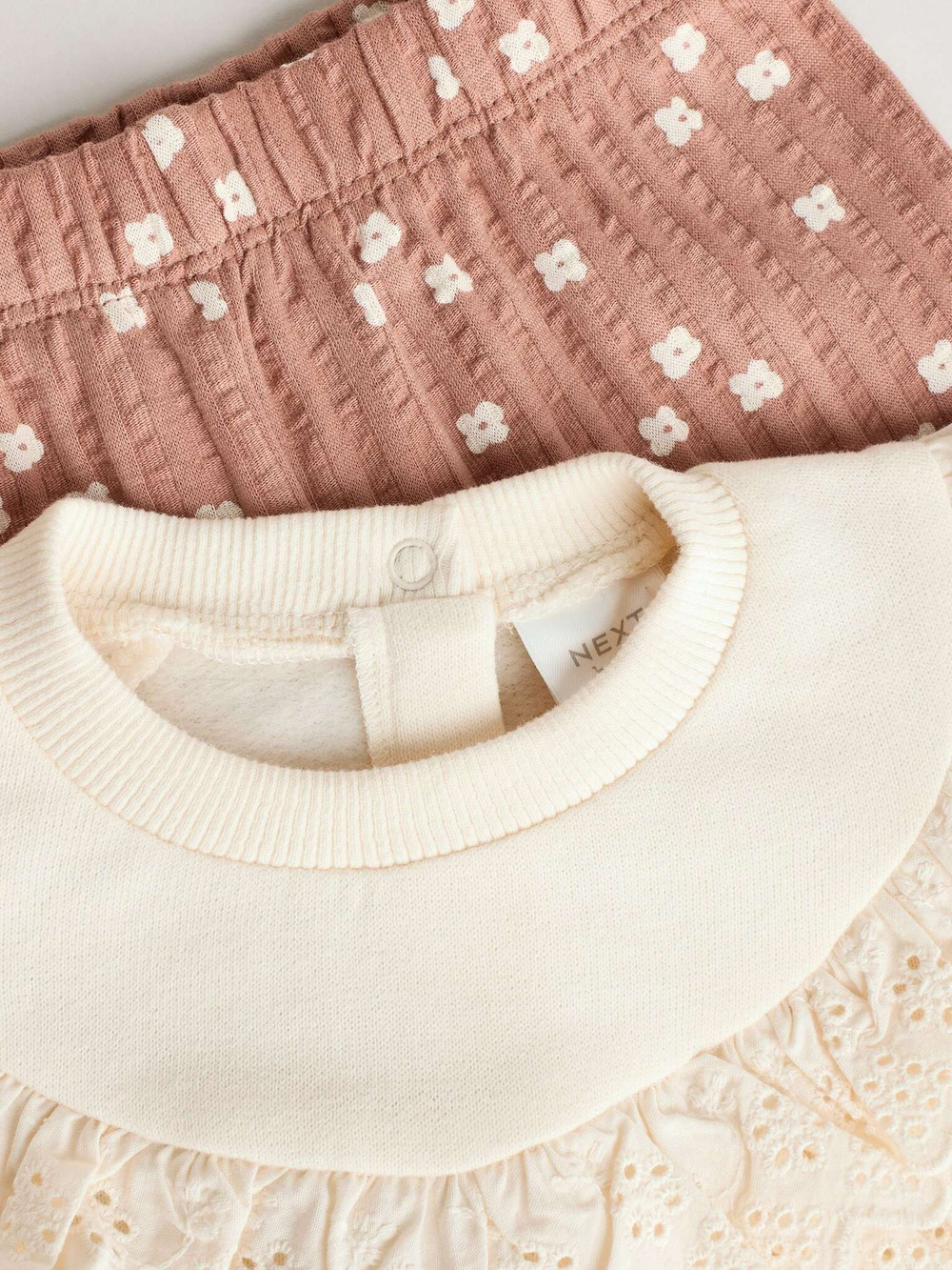 Лонгслив и брюки в комплекте для малышей Next E66-462, Молочный, Светло-коричневый