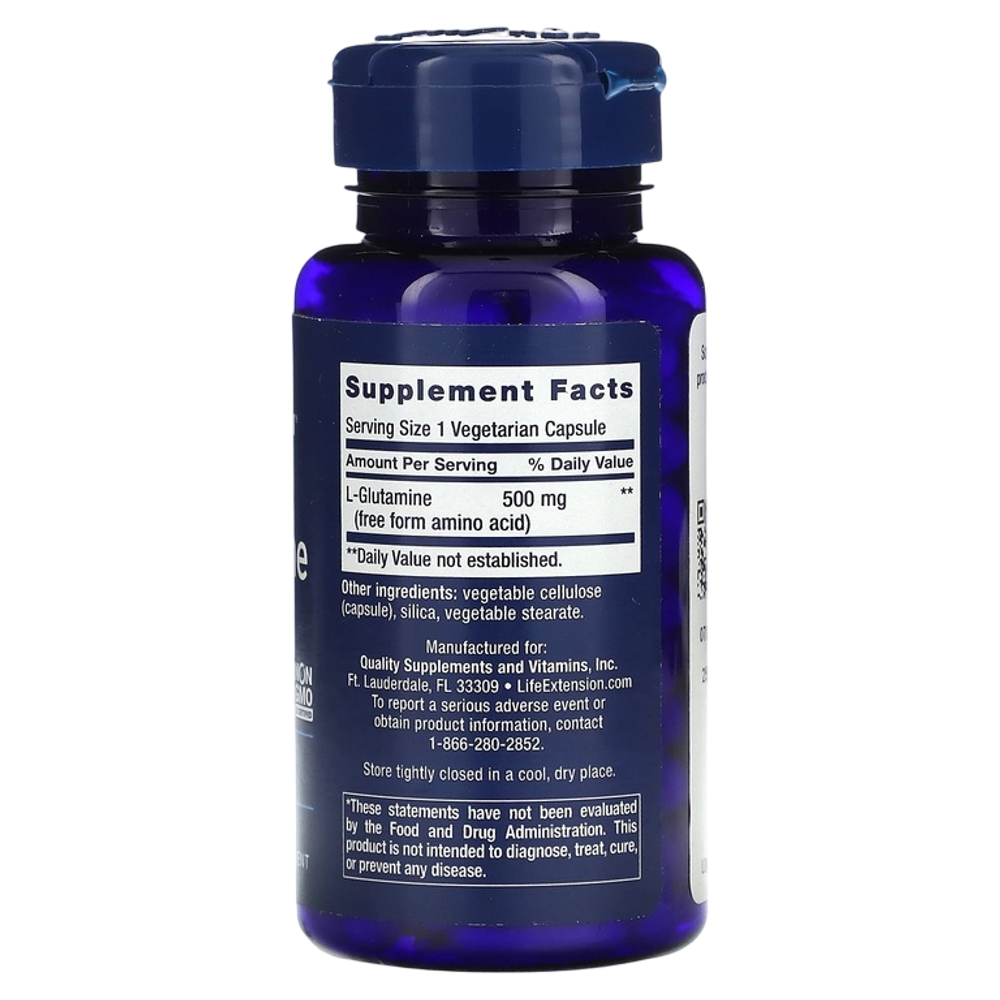 Life Extension L-Glutamine 500 mg 100 Veg Caps , Глютамин