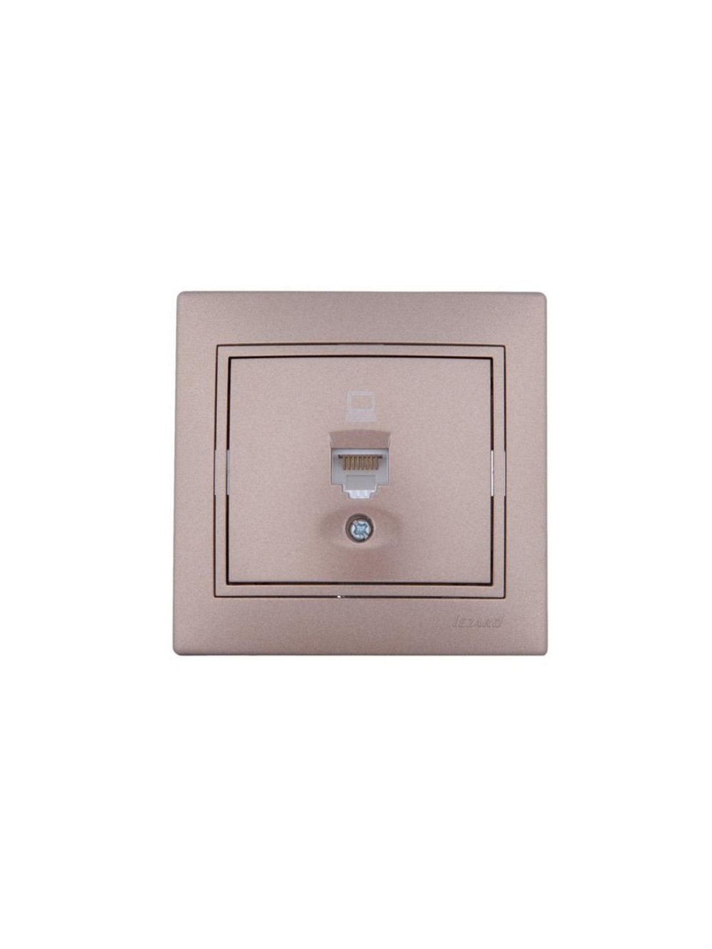 Розетка компьютерная 1-м СП Mira RJ45 16А IP20 со вставкой свет. корич. перламутр. LEZARD 701-3131-139
