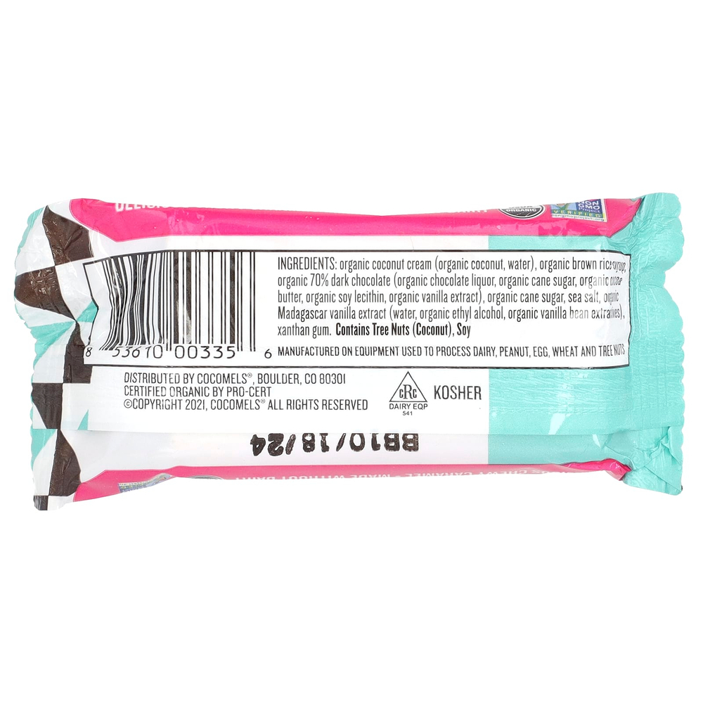 Cocomels, Squares, карамель с кокосовым кремом в 70% темном шоколаде, морская соль, 15 единиц по 28 г (1 унция)