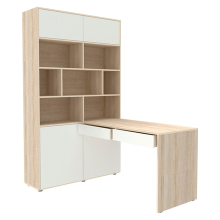 Стол письменный со стеллажом КарИВи 1200 Дуб Сонома Белый