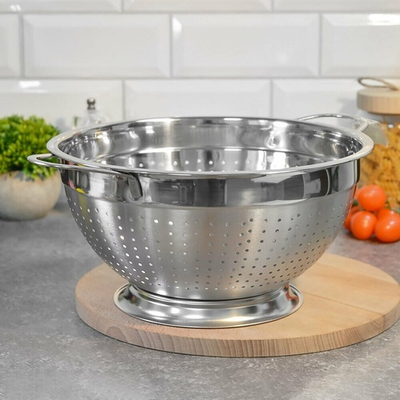 Дуршлаг 28см нерж с ручками на ножке MB 30375