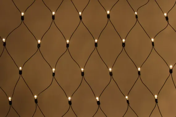 Светодиодная сеть 264 теплых белых LED ламп, 2*2 м., статика, черный провод ПВХ, Teamprof (TPF-N2*2-B/WW)