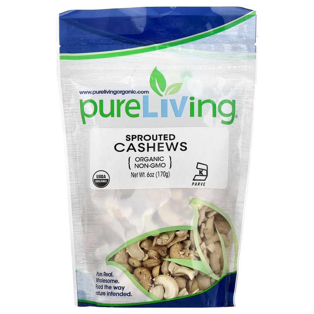 Pure Living, органические пророщенные кешью, 170 г (6 унций)
