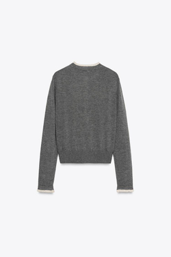 ZARА КАРДИГАН С КОМБИНИРОВАННОЙ КРУЖЕВНОЙ ОТДЕЛКОЙ, СЕРЫЙ