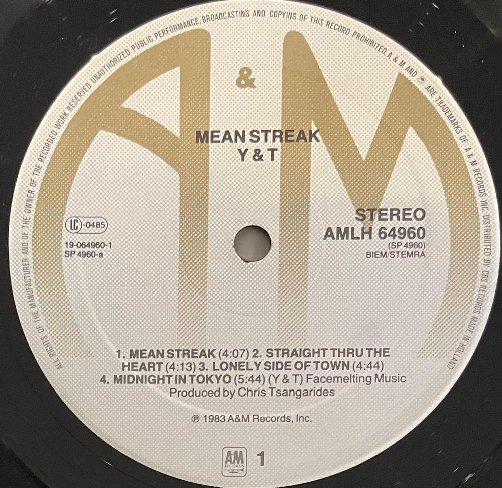 Y & T- Mean Streak (Голландия 1983г.)