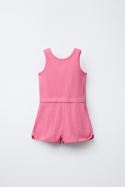 ZARA НАБОР ИЗ 2 КОМБИНЕЗОНОВ В РУБЧИК, РОЗОВЫЙ