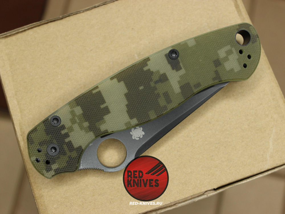 Нож Spyderco Paramilitary 2 Tanto G10 - камуфляж рукоять, черный клинок RK/480