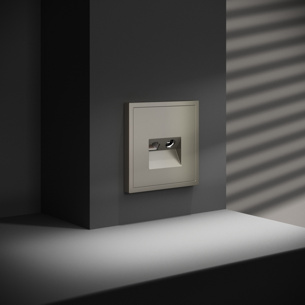 Розетка телевизионная встраиваемая VOLTUM S70 TV+RJ45 кат. 6, (шелк)