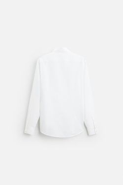 ZARА РУБАШКА SLIM FIT ИЗ СТРУЯЩЕЙСЯ ТКАНИ, БЕЛЫЙ
