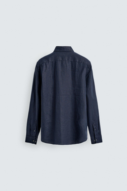 ZARA РУБАШКА ИЗ 100% ЛЬНА, МОРСКОЙ ТЕМНО-СИНИЙ