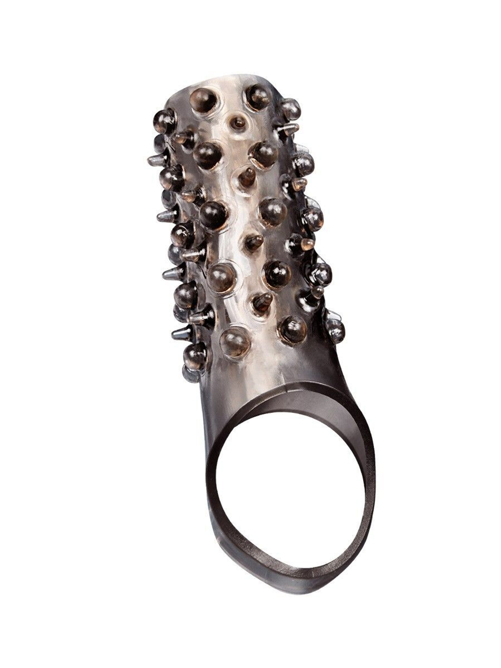 Дымчатая насадка на пенис с шипами и выпуклостями - 12,5 см. (Цвет: дымчатый)