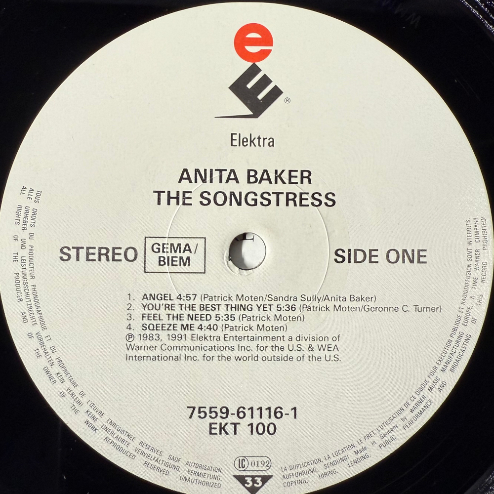 Anita Baker ‎– The Songstress (Германия 1991г.)