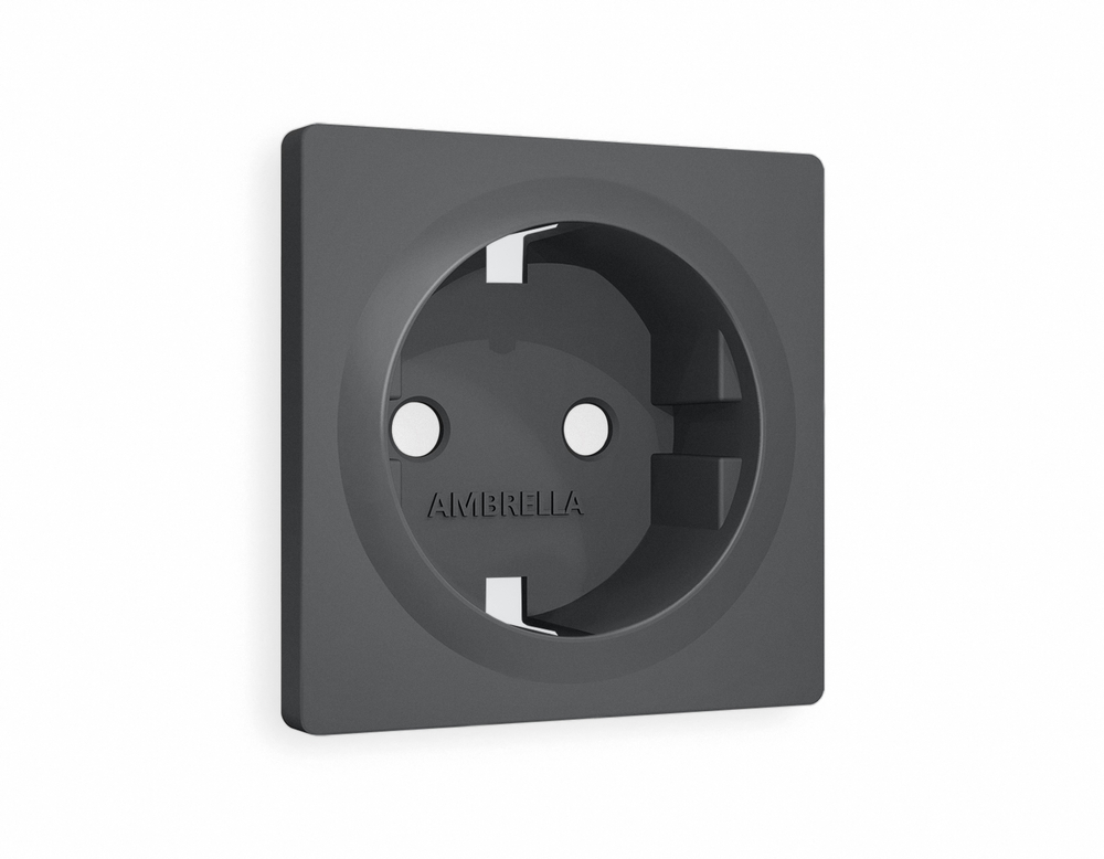 AP9060 Лицевая панель ALFA (Графит Мягкое касание) для электрической розетки с/з QUANT