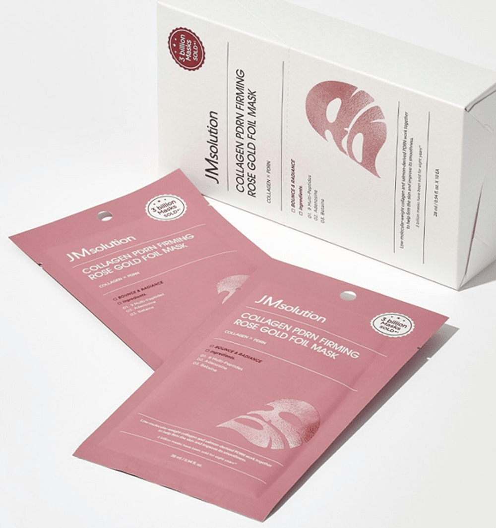 Антивозрастная фольгированная маска JMSolution Collagen Pdrn Firming Rose Gold Foil Mask