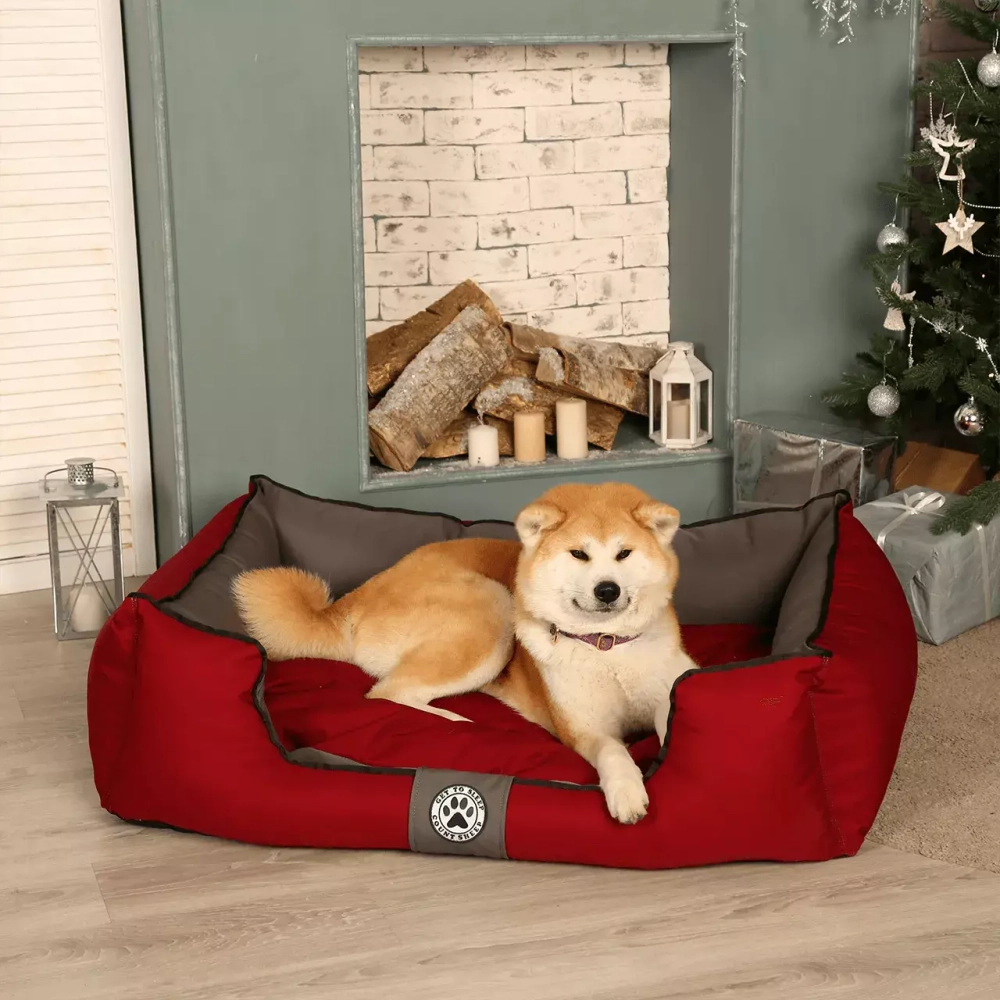 лежанка с бортиками 110х80 со съемным чехлом бордовая