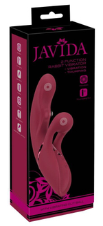 Малиновый вибратор-кролик с функцией постукивания 2 Function Rabbit Vibrator - 22,3 см. (Цвет: малиновый)