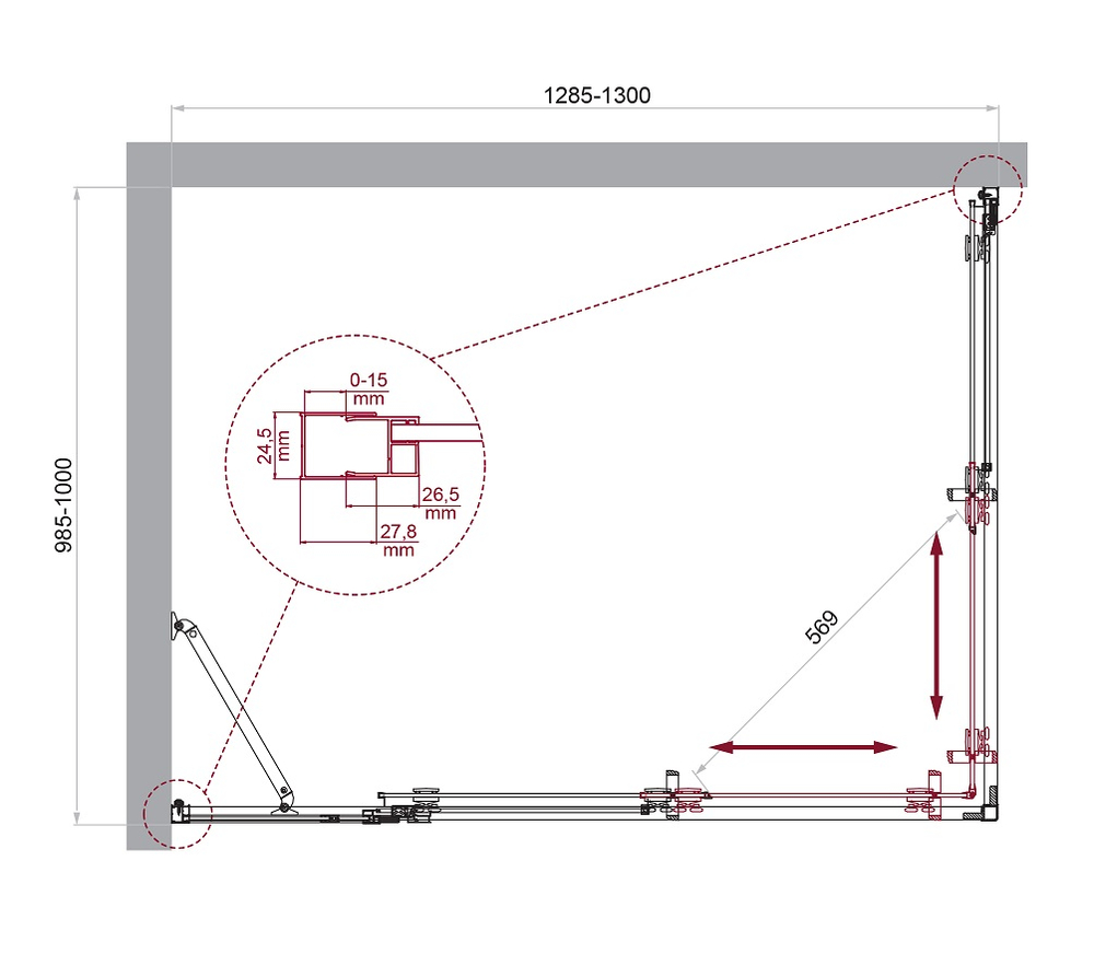 Душевой уголок BelBagno LUCE-AH-21-130/100-C-Cr