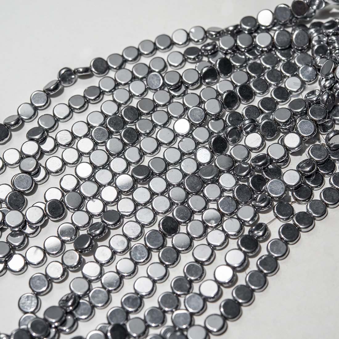 Гематин (гематит), монетка 6*2,3мм, оттенок "Родий"