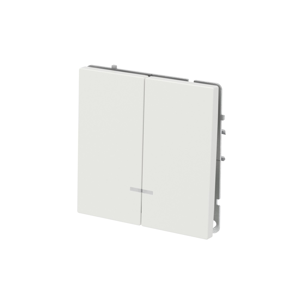 Переключатель двухклавишный с подсветкой, KANT, белый песок