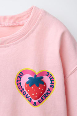 ZARA ФУТБОЛКА СО СТИКЕРАМИ, БЛЕДНО-РОЗОВЫЙ