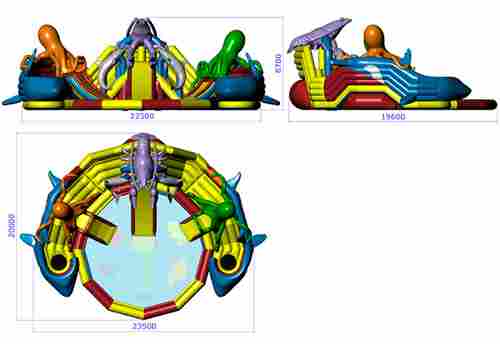 Надувной наземный аквапарк «Логово осьминогов PRO» с бассейном, 18*16*8,7 м