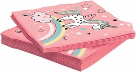Салфетки Радужный единорог Розовый 33*33 см. 20 шт.