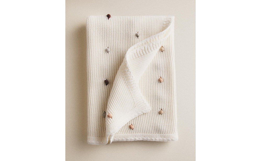 Zara Home плед детский из хлопка, в полоску, 70x100 см