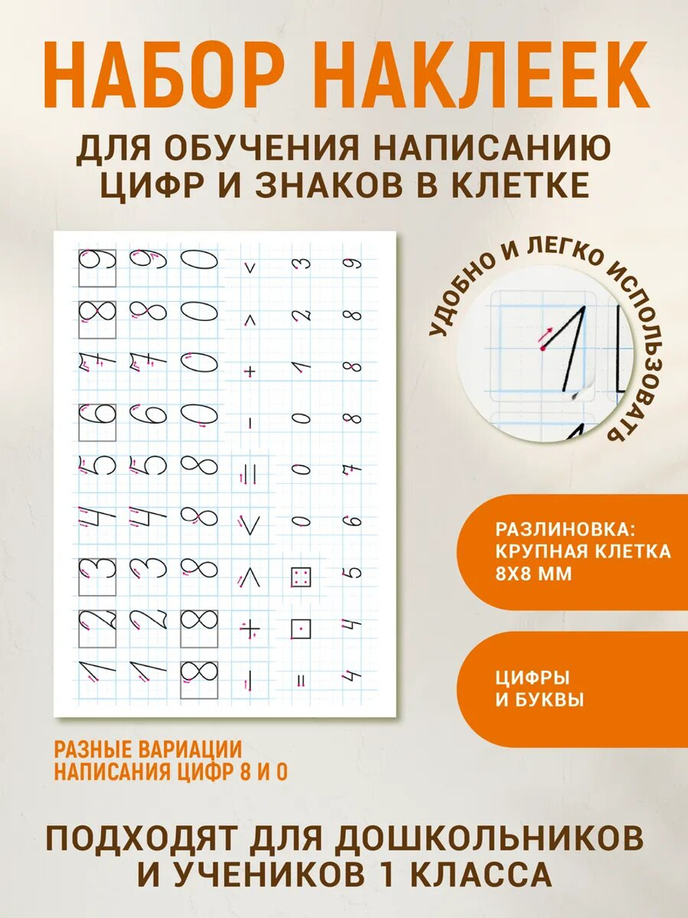 Набор наклеек №5. Цифры и знаки