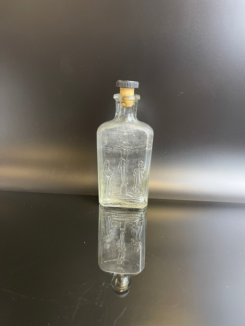 Флакон, бутылочка старинная из под Святой воды, 13 см, старое стекло, 19 век