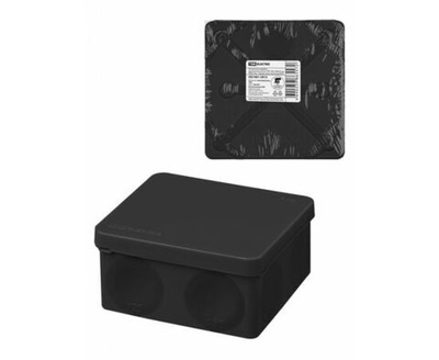 Распаячная коробка, двухкомпонентная, ОП 100х100х50 мм, IP66, 8 вх., черная, инд. штрихкод TDM