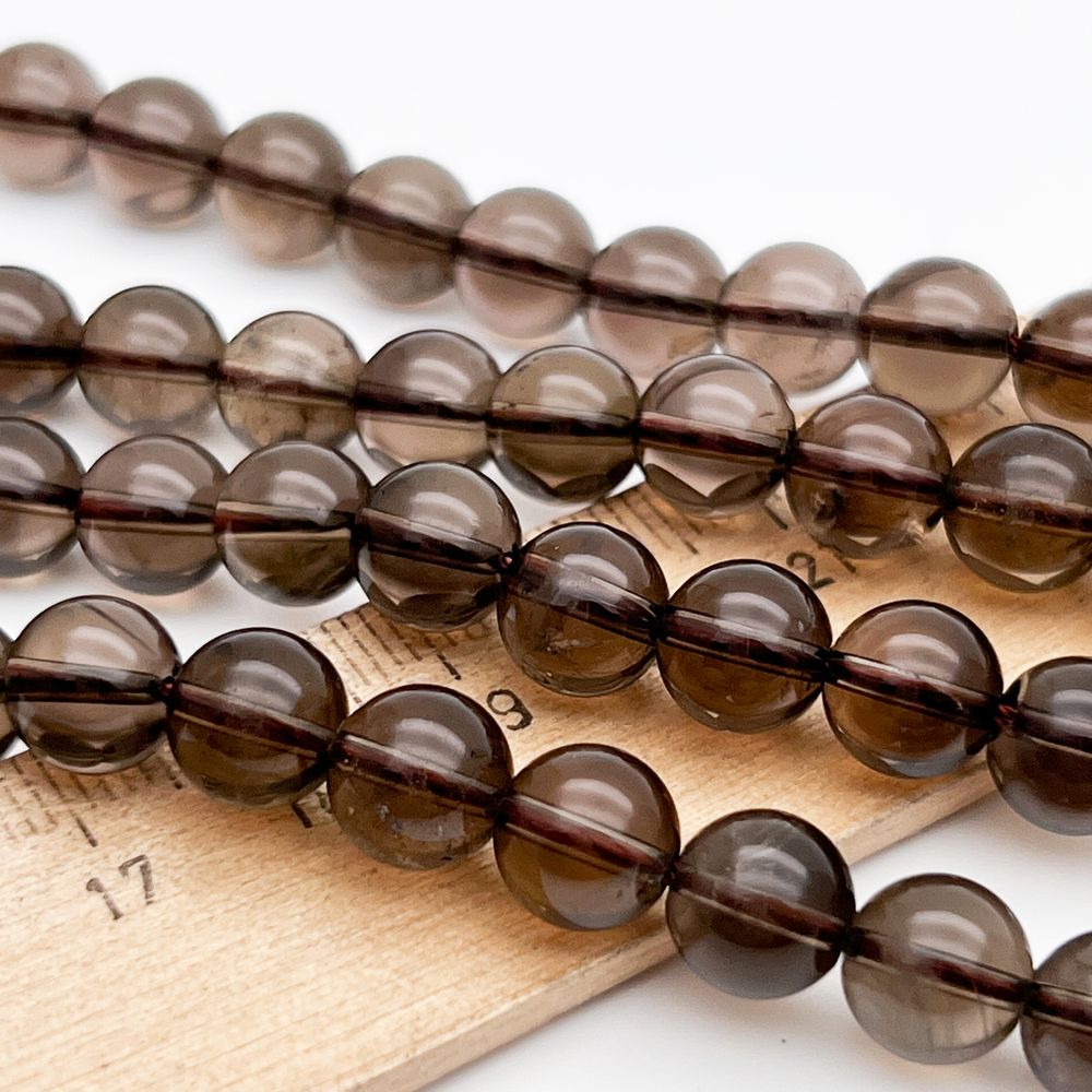 Дымчатый кварц бусины ("Раухтопаз"), диаметр 8,4-8,6 мм, цена за 11 шт (1/4 нити)