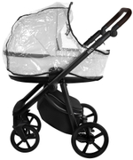 Детская коляска Roan Esso Кожа 3 в 1 с автокреслом Pituso Santiso Pro ESSK/215/1 White/Black/руч.Тем.коричневый