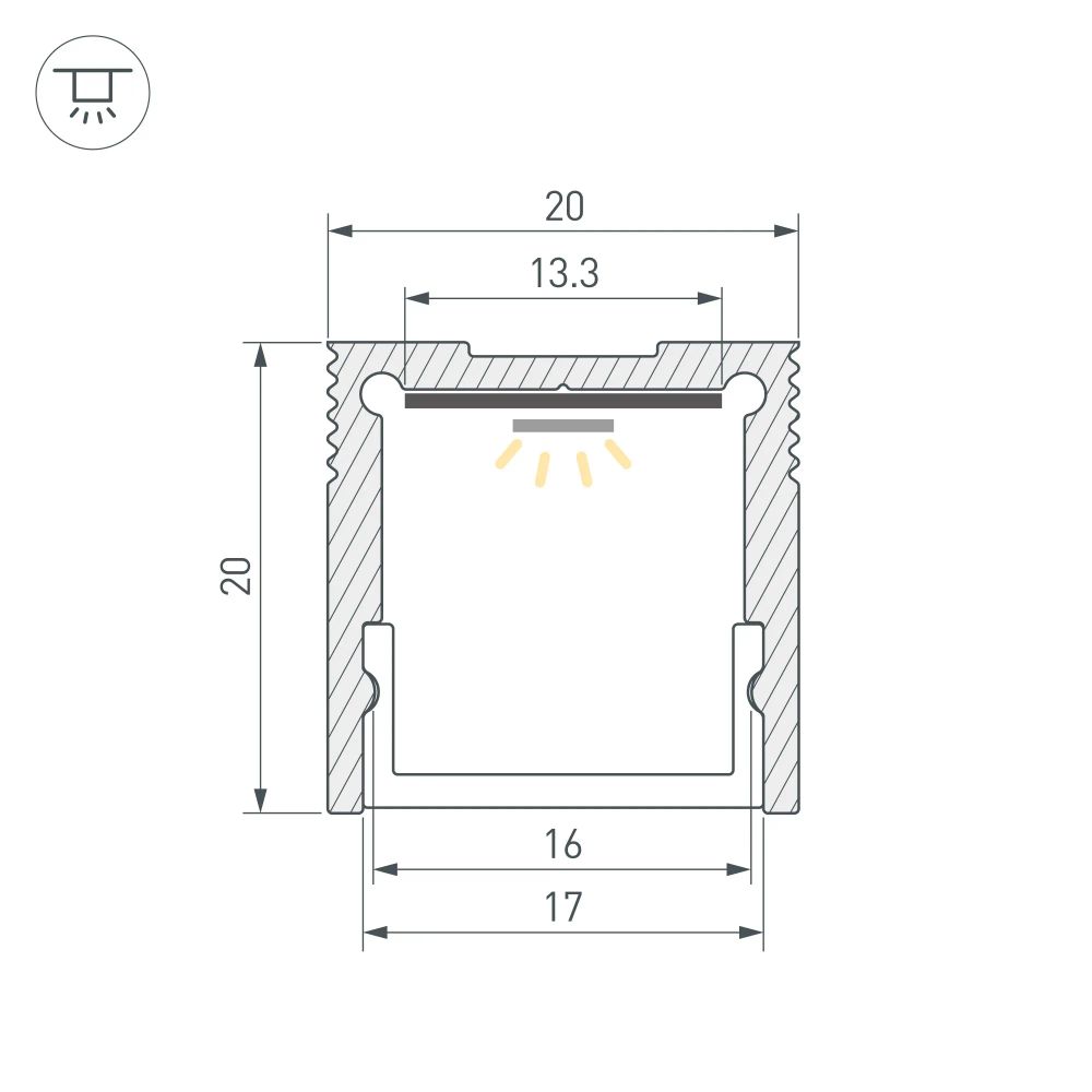 Профиль SL-SLIM20-H20-3000 ANOD (BY) (Arlight, Алюминий) 061370