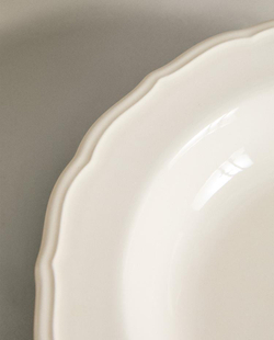 ZARA HOME ГЛУБОКАЯ СУПОВАЯ ТАРЕЛККА С РЕЛЬЕФНЫМ КРАЕМ, ЭКРЮ