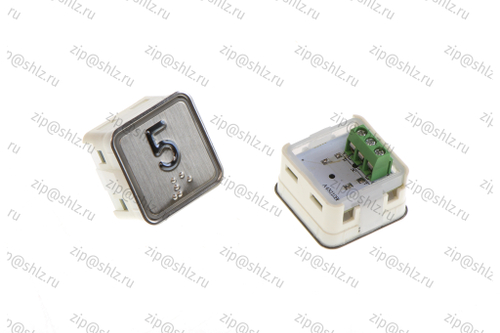 Кнопка (кнопочный модуль) KA302-D-R "5 этаж", квадратная, динамическая красная подсветка, Брайль