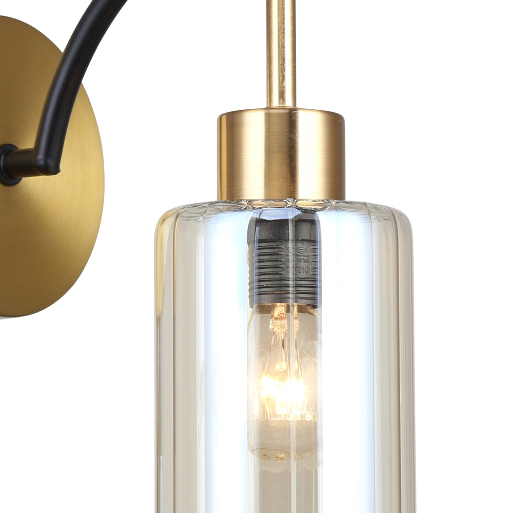 Настенный светильник 1x40Вт E14, металл/стекло, бронза/черный, прозрачный плафон