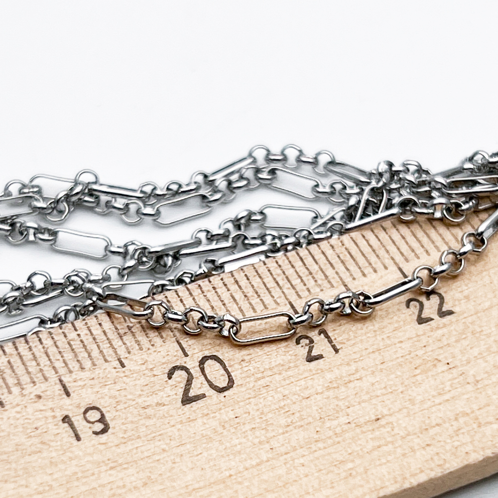 Цепочка, цвет серебро, размер звена 5,5*2 + 2 мм, цена за отрезок 50 см