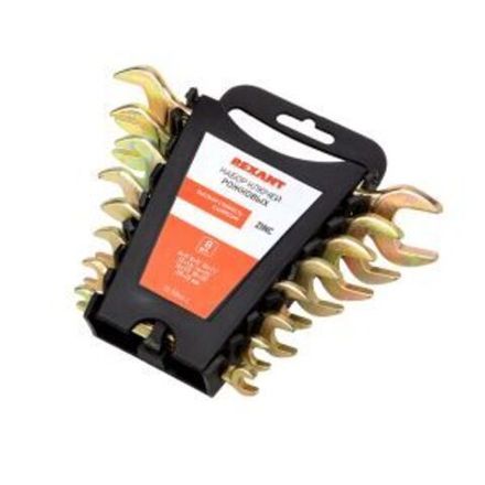 Набор ключей рожковых REXANT (6х7-20х22 мм), 8 шт., желтый цинк