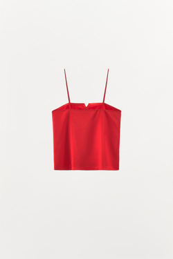 ZARA АТЛАСНЫЙ ТОП В БЕЛЬЕВОМ СТИЛЕ, КРАСНЫЙ